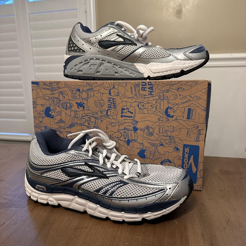Brooks Addiction 10 Running Shoes Mens Size 7 Silver Blue Narrow B Stability